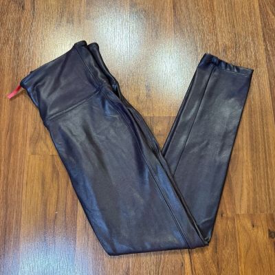 Spanx 2437 Small Maroon Faux Leather Leggings